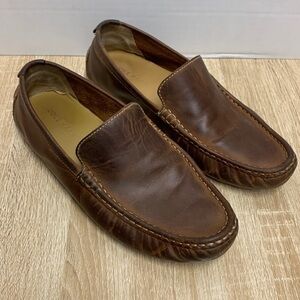 Men's Brown Leather Driving Shoes Loafers 9W EE wide